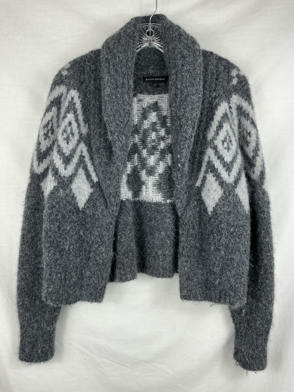 BANANA REPUBLIC Alsh Fair Isle Alpaca Wool Gray Sweater Womens M